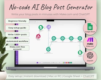 AI-blogpostgenerator: automatisering van SEO-inhoud met Make.com (digitale download)