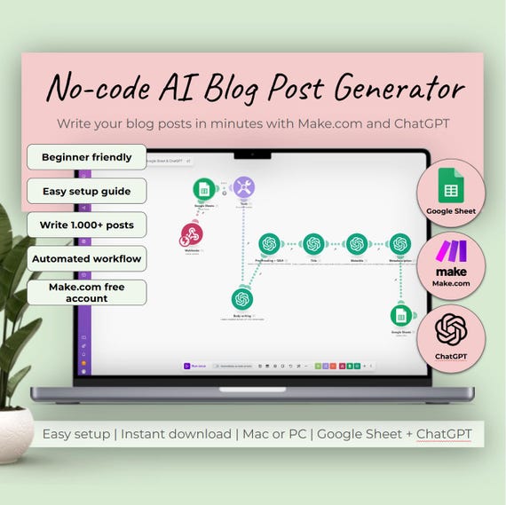 AI Blog Post Generator: SEO Content Automation with Make.com (Digital Download)