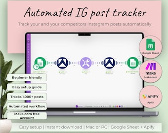 Instagram Post Metrics Tracker: Make.com Automation, Competitor Analysis (Digital Download)