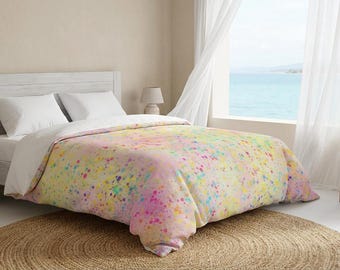 Colorful Confetti Microfiber Duvet Cover - Vibrant Bedding By Amanda Almonds