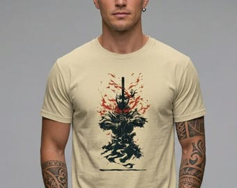Camiseta gráfica Dark Samurai – Camiseta urbana de guerrero japonés