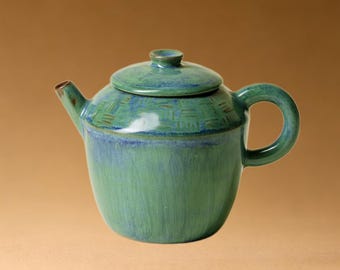 Handcrafted Kiln-Varied Coarse Pottery Blue Teapot 130ml