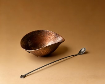 Hand Forged Purple Copper Tea Scoop, Turtle Back Pattern, Tea Ceremony Accessory