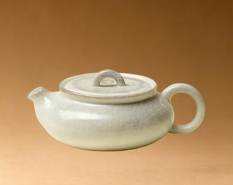 Handcrafted Kiln-Glazed Ceramic Flat Teapot 60ml