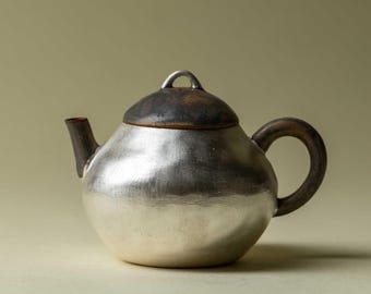 Handmade Coarse Pottery Teapot | Silver Gilding Tea Pot 140ml