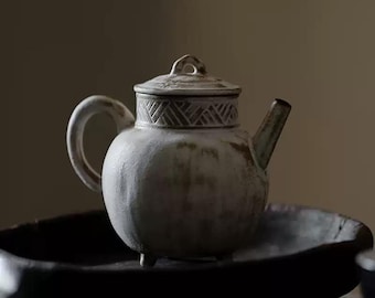 Tetera de arcilla blanca japonesa hecha a mano de 140 ml