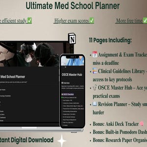 Ultimate Med School Planner | Digital Notion Template for Medical Students | Study & Exam Tracker