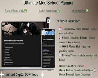 Ultimate Med School Planner | Digital Notion Template for Medical Students | Study & Exam Tracker