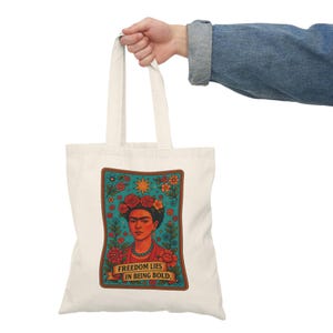 Frida Khalo Tote Bag Tarot, Natural Canvasshopper Shoulder Bag, Eco-Friendly Market Tote, Floral Artistic Handbag, Gift for Artist, Reusable