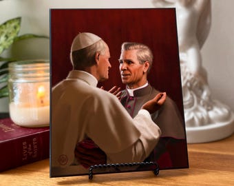 John Paul II and Fulton Sheen "Loyal Son" Plaque Print