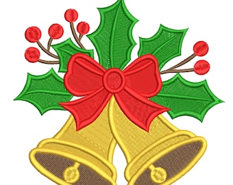 Christmas Bells & Holly – Holiday Embroidery Design File