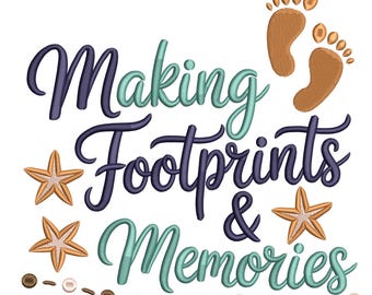 Making Footprints & Memories – Beach Embroidery Design