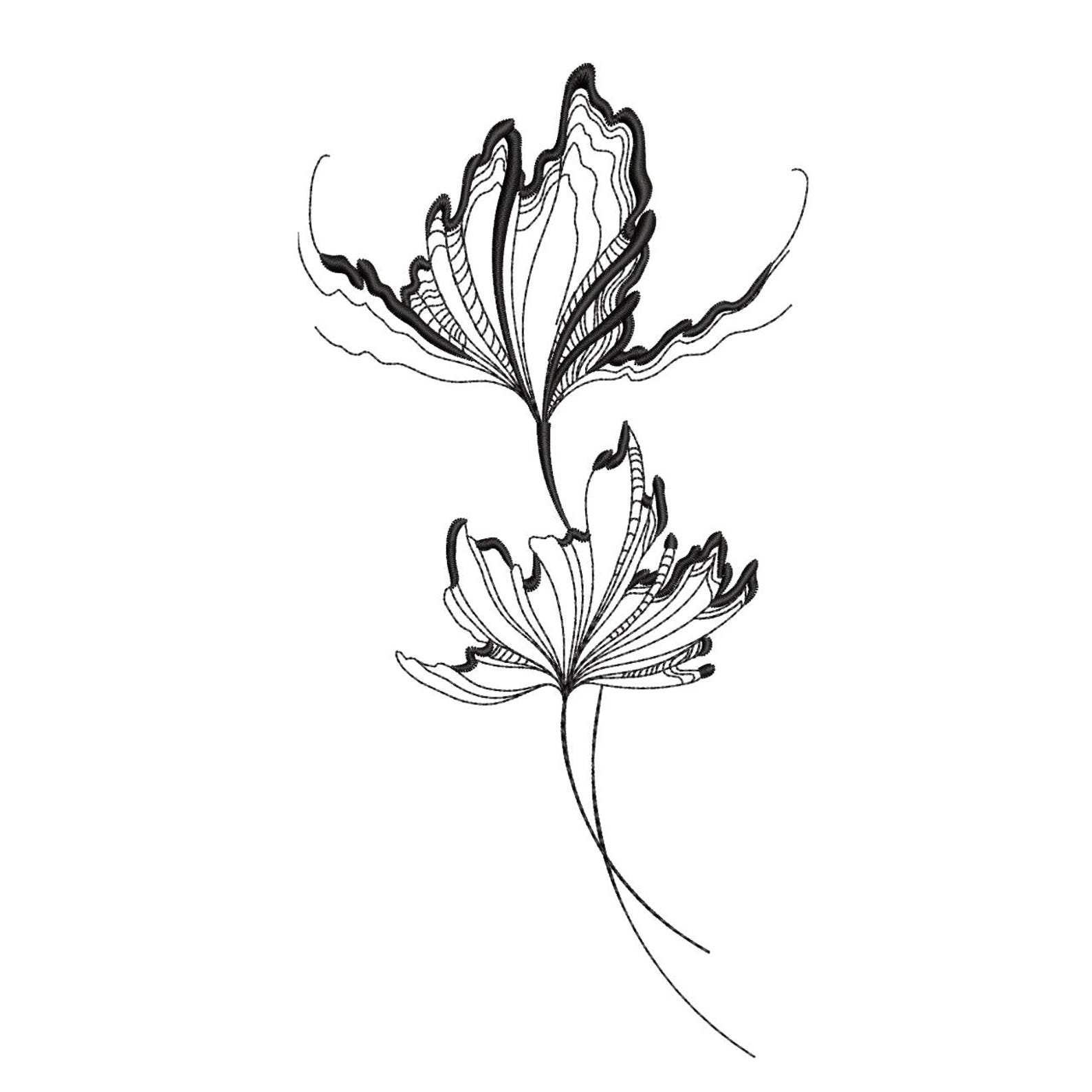 Abstract Floral Linework – Modern Botanical Sketch Embroidery - Etsy