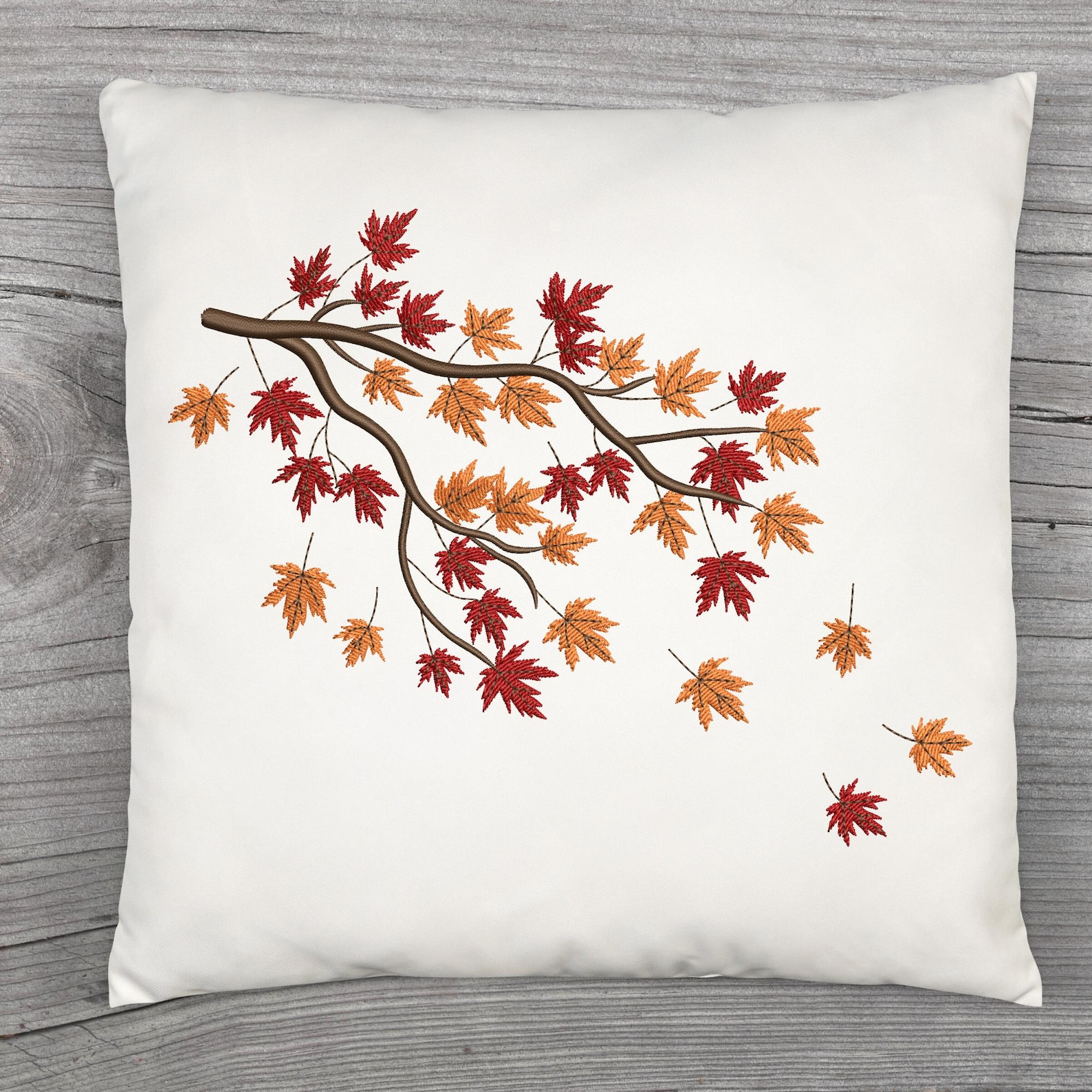 Autumn Leaves Branch Embroidery Design – Fall Season Machine Embroidery ...