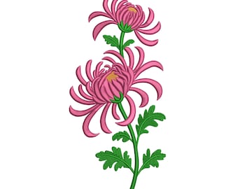 Chrysanthemum Flower Embroidery Design – Elegant Floral Machine Embroidery File