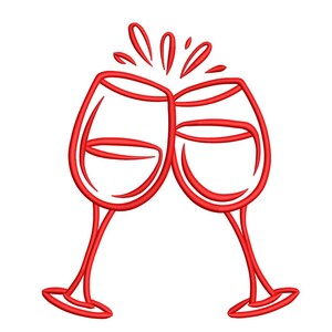 Clinking Wine Glasses – Celebration Line Embroidery