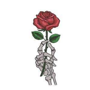Skeletthand Rose – Gothic Stickdatei