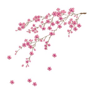 Körsbärsblomskvist – Rosa blombroderidesign