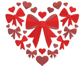 Corazón con lazo – Diseño de bordado para San Valentín