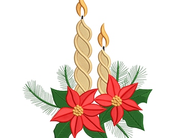 Borduurontwerp kerstkaars en kerstster – machineborduurbestand vakantie