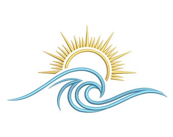 Minimalistisk sol och våg – Strandbroderidesign
