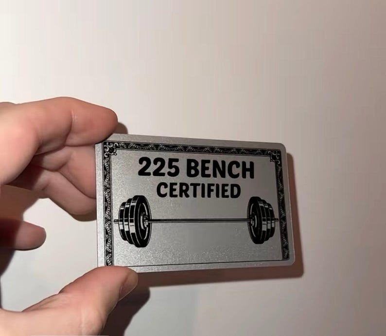 Custom 225 Bench Press PVC Card/personalized Gym Achievement Card ...