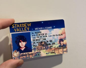 Inspirado en el carné de conducir de Stardew Valley: Tarjeta de identificación de videojuego de broma