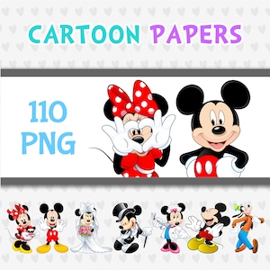 Mickey and Minnie, Bundle, PNG, Clip art, Party Decor, Printable, Scrapbooking, Design, Cartoon, Characters, Invitation, Clipart