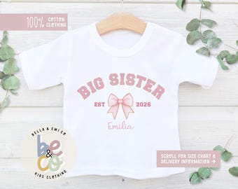 Big Sister T-Shirt: Pregnancy Announcement Gift, Cotton Tee