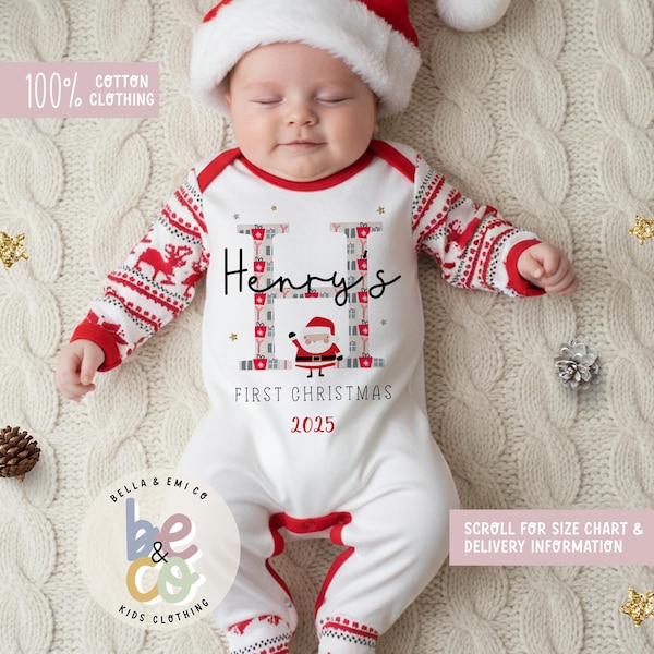 Personalized First Christmas Sleepsuit: Cotton Newborn Gift