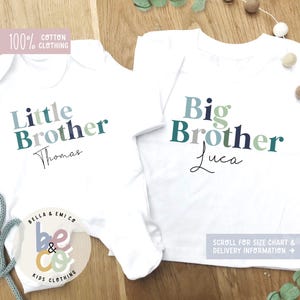 Big brother t-shirt, New baby gift, Gift for brother, new big sister gift, Matching clothes for brothers, little bro baby grow, big bro top