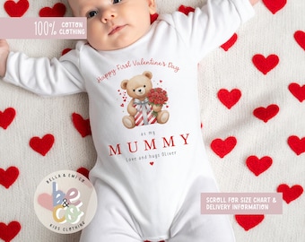 Personalized 'First Valentine's day as my Mummy' Baby Grow, sleepsuit  - Newborn Gift
