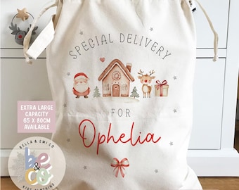 Personalised Christmas sack : Extra large cotton Santa sack !!!!!LARGEST CAPACITY!!!!!!!!