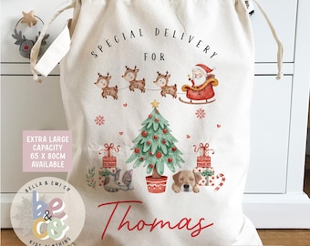 Personalised Christmas sack : Extra large cotton Santa sack !!!!!!!LARGEST CAPACITY!!!!!!!