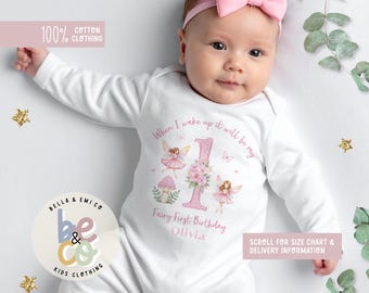 Personalised Fairy 1st Birthday Outfit - Baby Sleepsuit