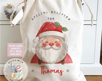 Personalised Christmas sack : Extra large cotton Santa sack !!!!!!!LARGEST CAPACITY!!!!!!!!!