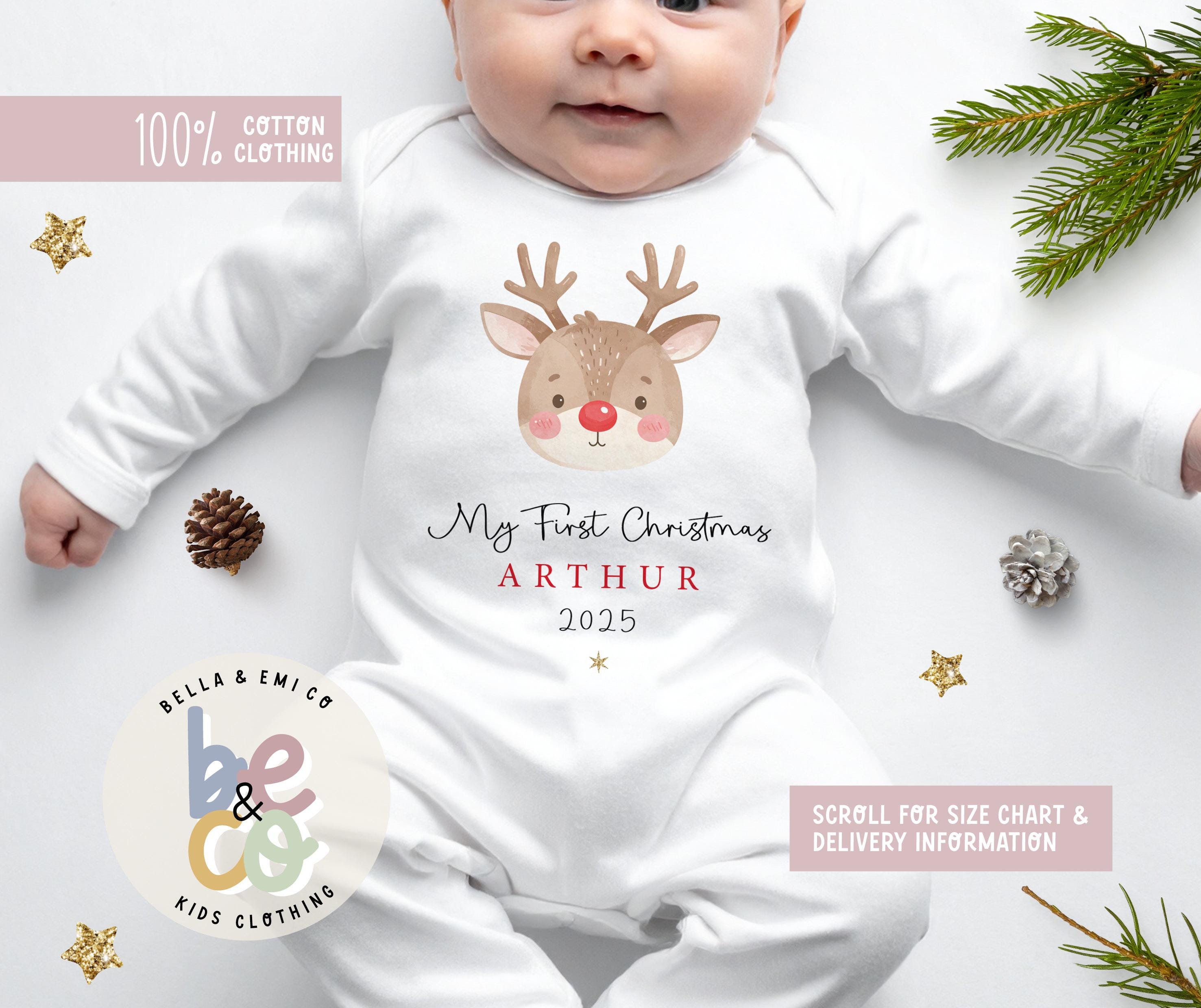 Pyjama Bébé Next 'My First Christmas' - Dors Bien Blanc Pour 12 Mois - Cadeau De Noël Nouveau-Né