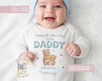 Personalized First Father's Day  Baby Grow, sleepsuit  - Newborn Gift