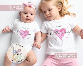 Matching Sisters Outfit: Personalized Cotton T-Shirt & Baby Grow