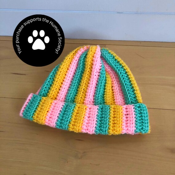 Handmade Crochet Striped Beanie - Cozy Winter Hat - Etsy display picture 2