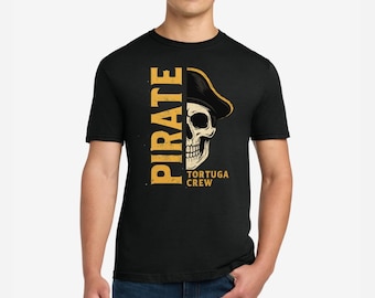 PIRATE | Vintage Pirate Skull T-Shirt PNG Design | “Tortuga Crew” Printable Graphic