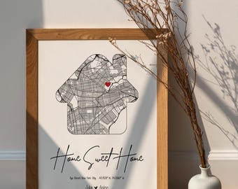 Gepersonaliseerd housewarmingcadeau, aangepaste thuiskaart, koper voor het eerste huis, eerste huiscadeau, ons eerste huis, cadeau van makelaar