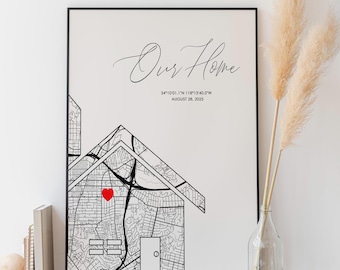 Primeiro presente de casa nova para casal, presente de inauguração personalizado, impressão de mapa da cidade personalizado, presente de aniversário para ele, download digital