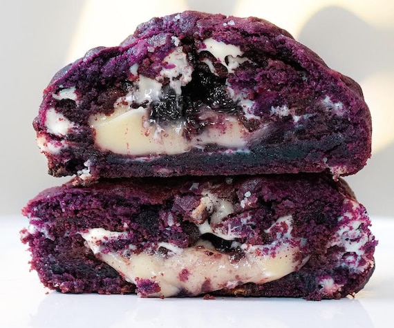 RECIPE- Gourmet Stuffed Blueberry Cheesecake Cookie RECIPE, Thick Chunky New York Style Cookies. Blueberry Cookies. Gourmet Cookie Recipe.