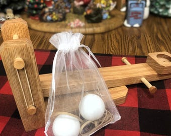 Handmade Wooden Catapult – Red Oak Desk Toy, Office Gag Gift, Gift For Kids