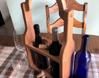 Handcrafted Bottle Shaped Dual Wine Carrier