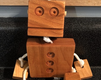 Wooden Toy Robot Puppet