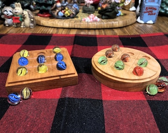 Engraved Hardwood Marble Tic Tac Toe