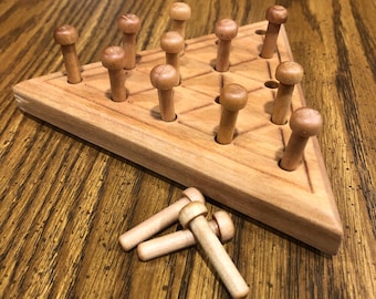 Portable Handmade Hardwood Triangle Peg Puzzle