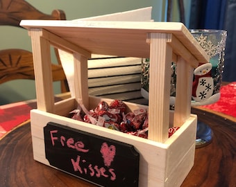 Decorative Wooden Lean-To Candy Hut with Chalkboard Front